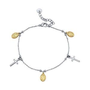 Unwritten Gratitude & Grace Two-Tone Cross and Saint Charm Bracelet New